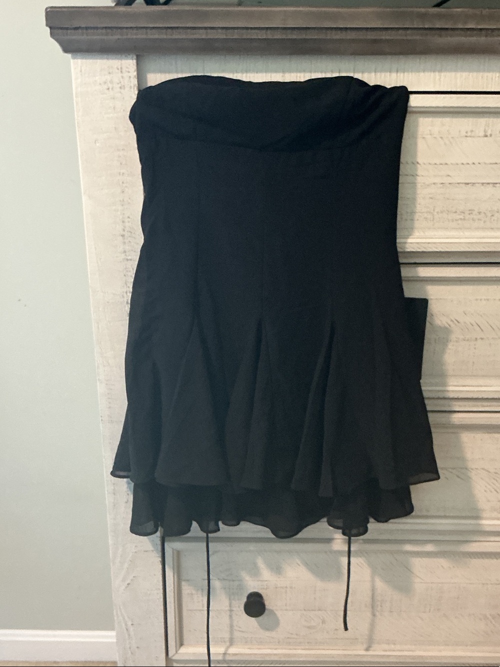 Lulu's Black Strapless Layered Chiffon Dress